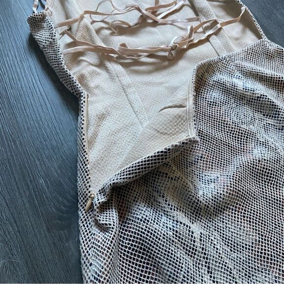Urban Outfitters Bodycon Mini Dress Snakeskin Print Mesh Open Back - Picture 9 of 12